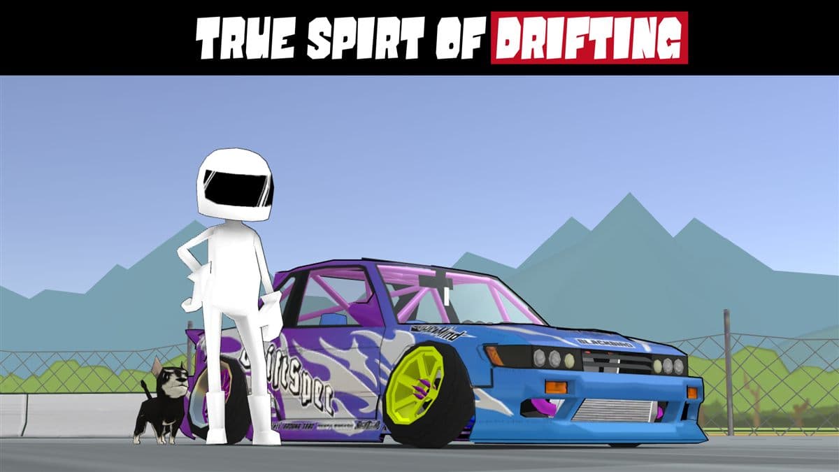 FR Legends title screen screenshot showing a drift car on track